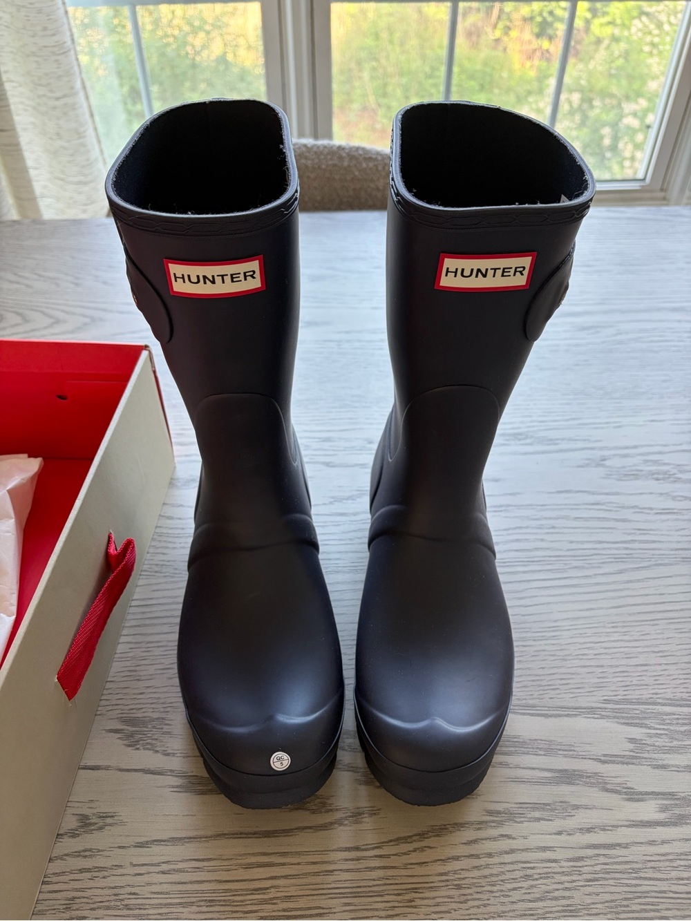 Hunter Black Rubber Rain Boots with Interior Logo